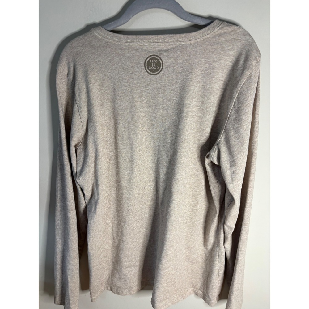 Pact Organic Cotton Sweatshirt Womens XL Tan Beige Raw Hem Raglan Pullover